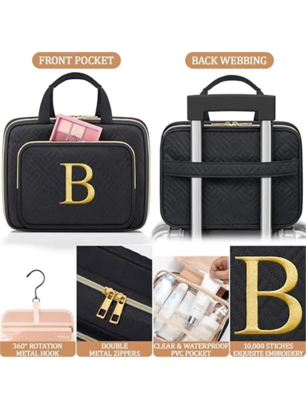 Womens Hanging Toiletry Bag Makeup Cosmetic Organizer Travel Personalized Set
